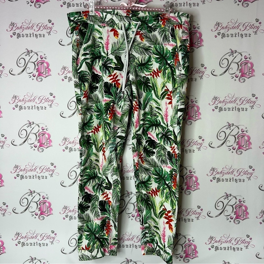 Mac Sweatpants Tropical Print Bottoms pockets leafs floral flower print